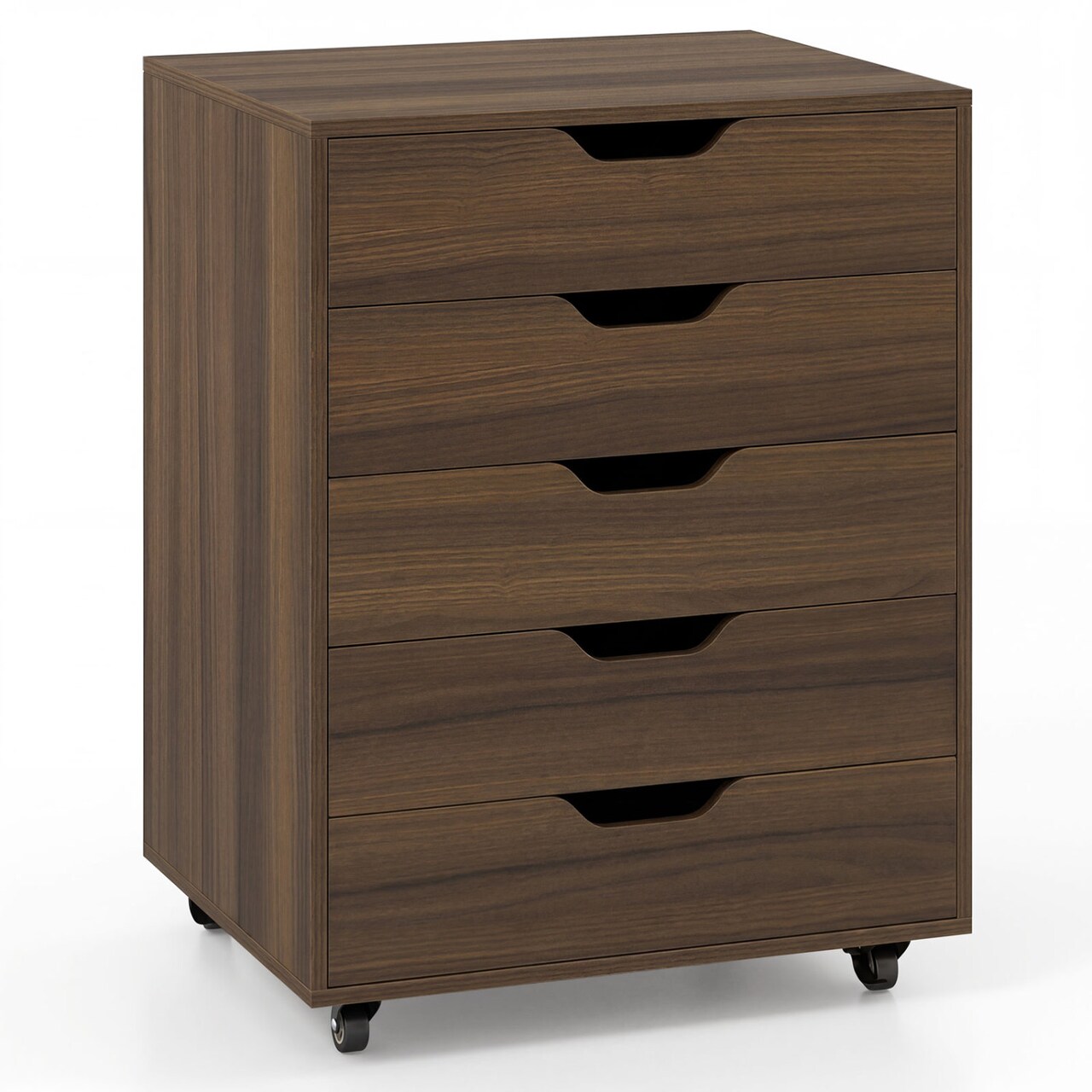 5 Drawer Mobile File Cabinet Rolling Storage Chest with Wheels Wooden Office Organizer Cabinet for Home Office Study Room Storage